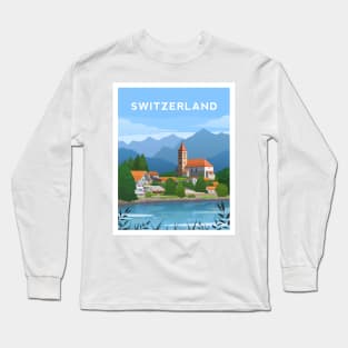 Switzerland Countryside, Swiss Alps Landscape Long Sleeve T-Shirt